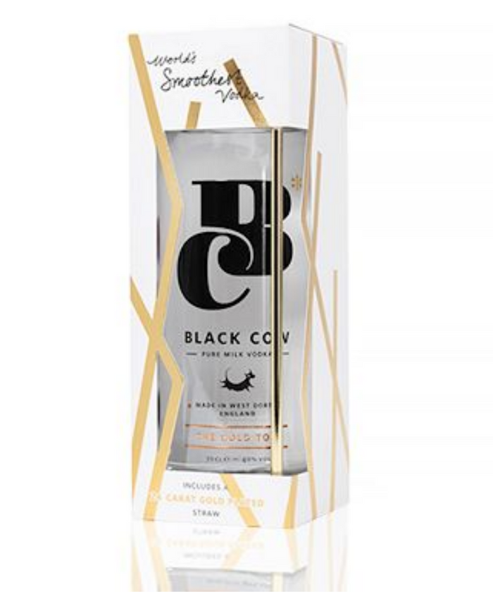 Black Cow Gold Plated Straw Gift Pack